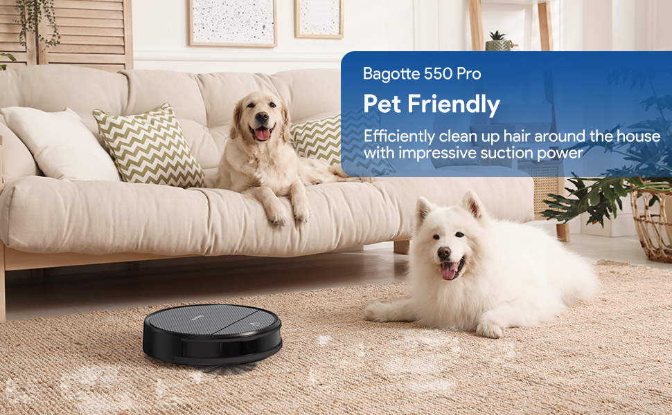 Bagotte Robot Vacuum Cleaner, 3in1 Robot Vacuum and Mop,2000Pa,Gyro Navigation,150 Minutes