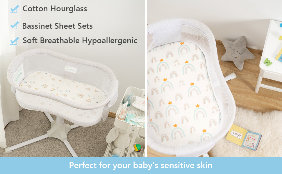 TILLYOU Cotton Fitted Sheets for Baby Boy Girl