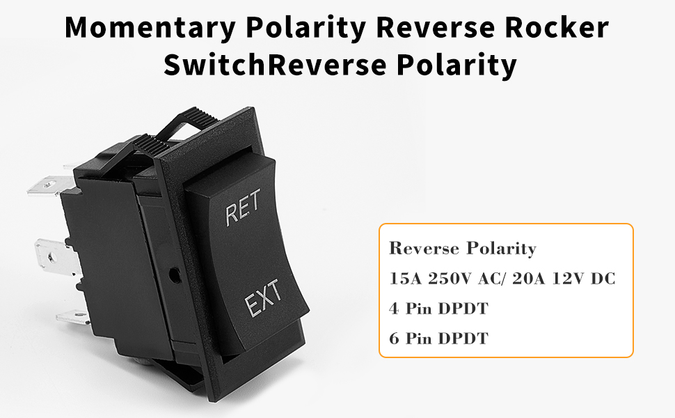 12V Momentary Rocker Switch DPDT 2 Pcs Polarity Reverse 4
