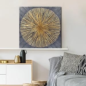 Amazon.com: 7Fisionart Modern Metal Sunburst Wall Art - Gold