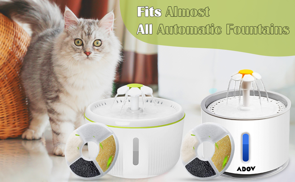 ADOV Cat Water Fountain Filters, Round Replacement Cat Fountain Filters