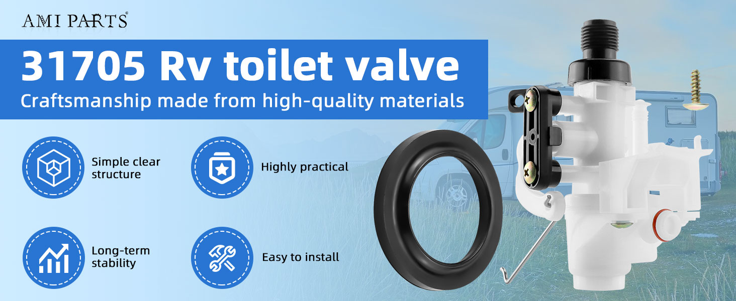31705 RV Toilet Water Valve Kit Fit for Thetford Aqu a Magi c V High and Low Models