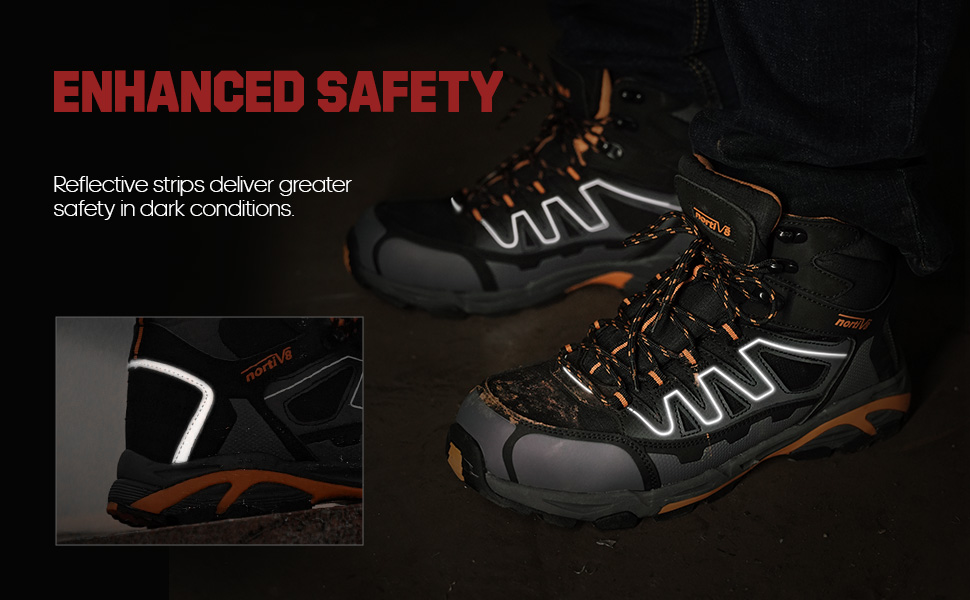 NORTIV 8 Mens Safty Boots Lightweight Mens Work Boots Fiberglass Toe