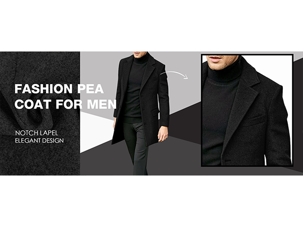 PETCDIM Mens Big and Tall Notched Collar Trench Coats