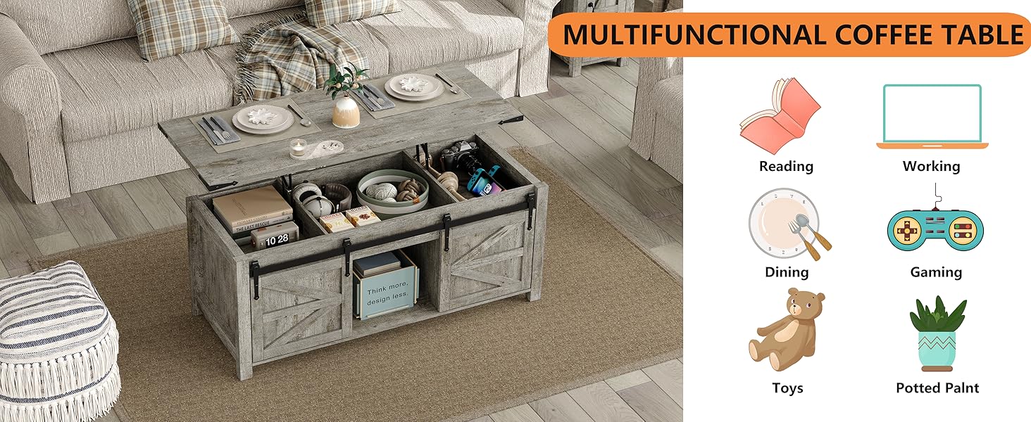 Furnihold Lift Top Coffee Table, 47.3'' Farmhouse Coffee