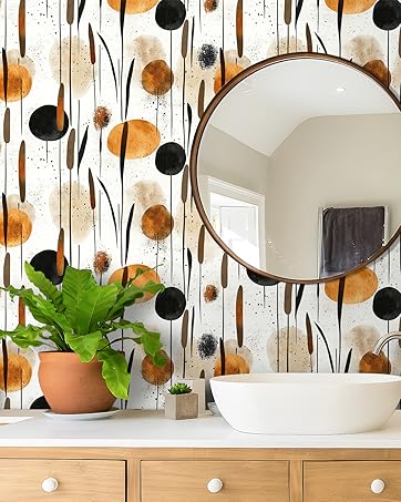 Terracotta Beige Abstract Boho Wallpaper