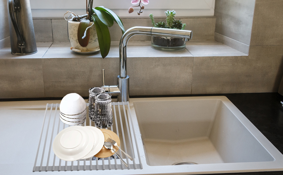 HANZENMA Roll Up Dish Drying Rack Over The Sink Kitchen