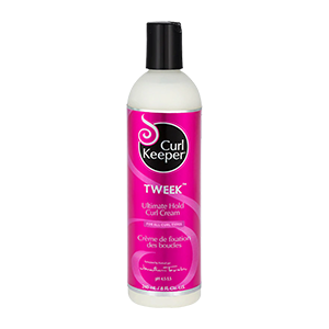 Pink Curl Keeper bottle in front of white background, centered in the square.