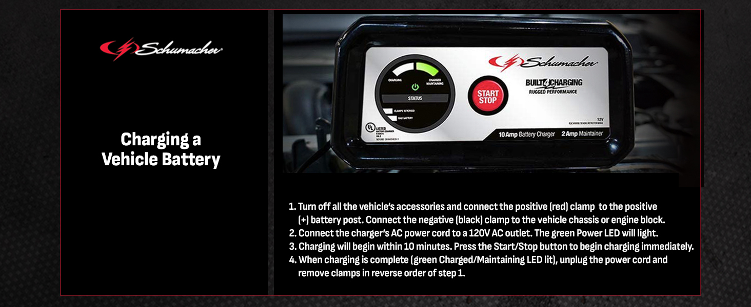 Schumacher SC1282 10A 12V Fully Automatic Battery Charger and Maintainer