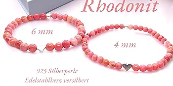 Steinfixx Armband Handmade Rhodonit Liebeskummer Perlen Silber echt 925 Veränderung Naturstein