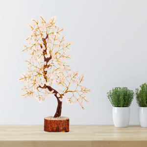 rose quartz stone tree good luck charm gems