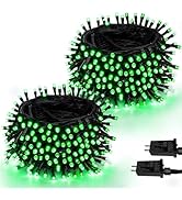 SANJICHA 2-Pack 66FT 200LED Green Christmas Lights for Indoor/Outdoor, Super Bright Plug in Fairy...