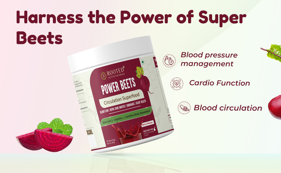 Rooted Power beets Beet root powder with L arginine, L Cartinine