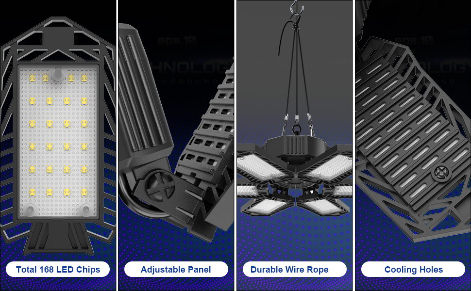 SEOBIOG LED Garage Lights 6 Pack, 200W 20000LM Plug in Shop Light