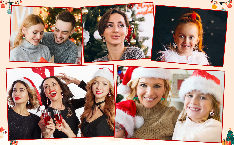 Green Red Dangle Earring 