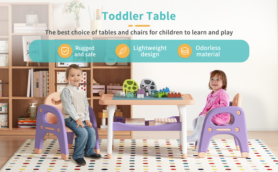 Toddler Table and Chair Set, Kids Table and Chairs with