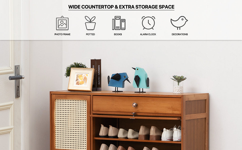 MoNiBloom Shoe for Entryway, Adjustable Shelves