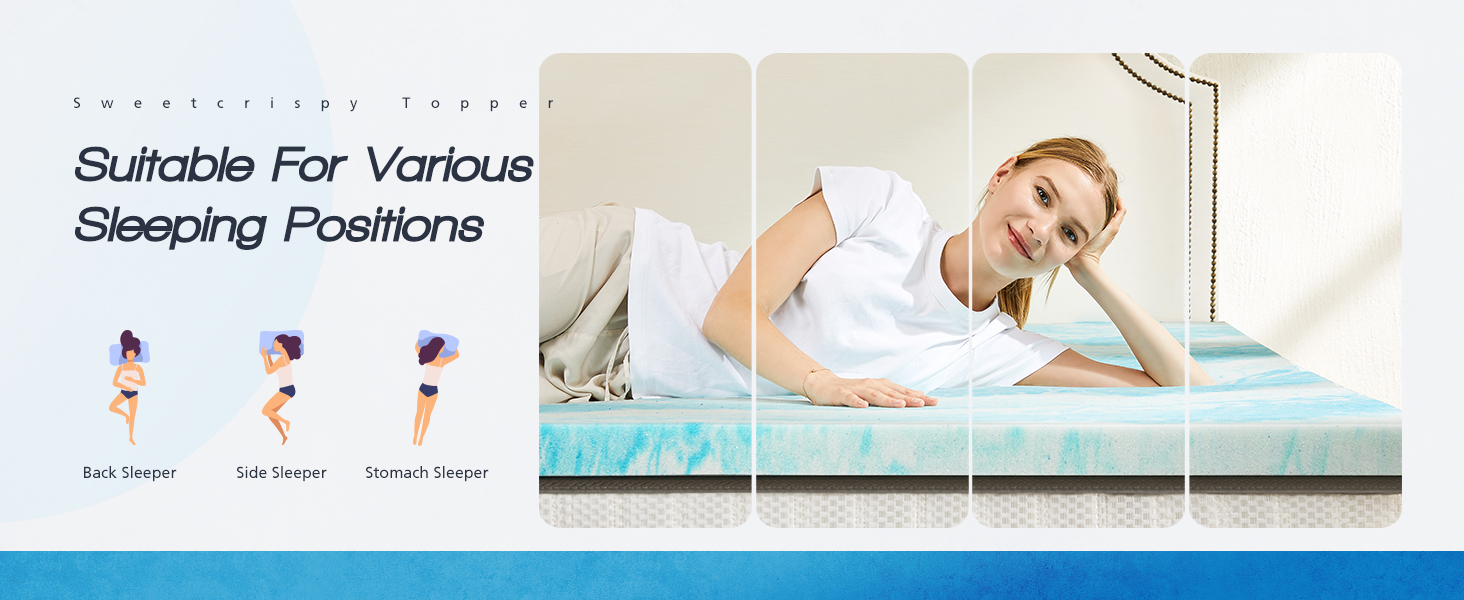 2 Inch Mattress Topper Twin Memory Foam Cooling Gel Swirl