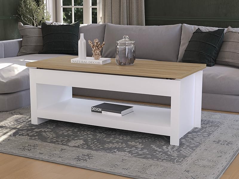 Vida Designs Arlington Coffee Table Sliding Top With Storage 1 Shelf MDF Living Room (White) 9 Arlington