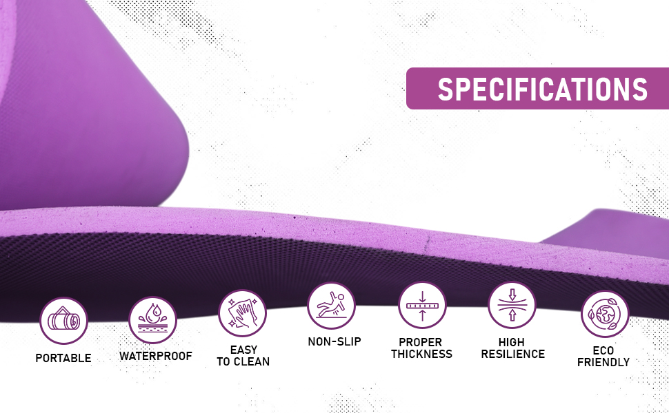 purple yoga mat portable waterproof non slip easy to clean eco friendly exercise mat