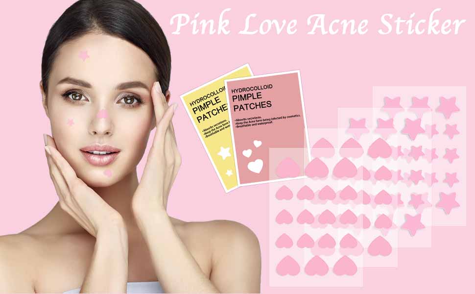 Pimple Patches, Pink Heart & Star Spot Patch Face, Nose, Forehead Fast