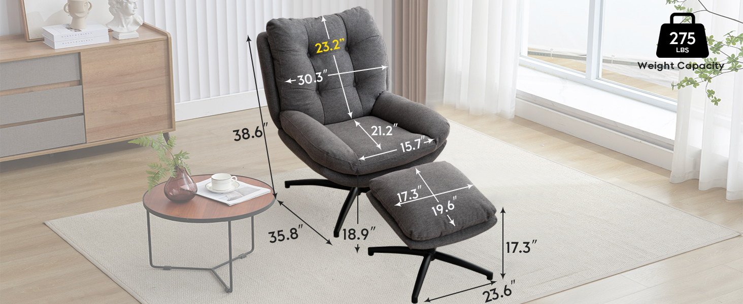 Comfy Chaise Lounge Chairs with 360 Degree Swiveling for Bedroom