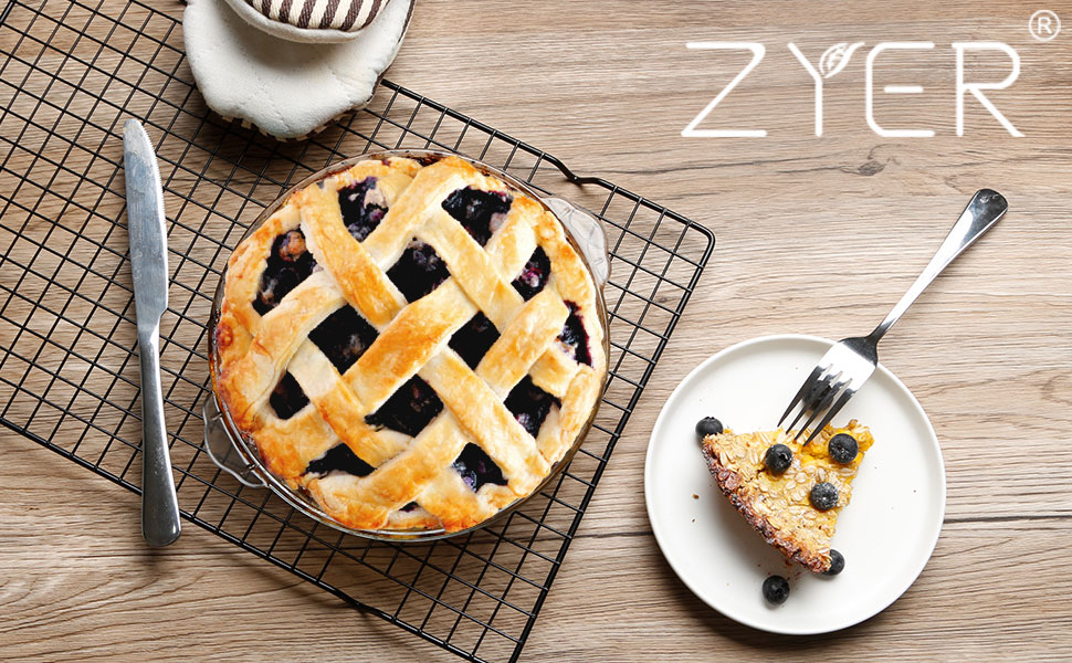 ZYER Small Pie Plate Easy Grab for 12, 18.8oz Glass Pie