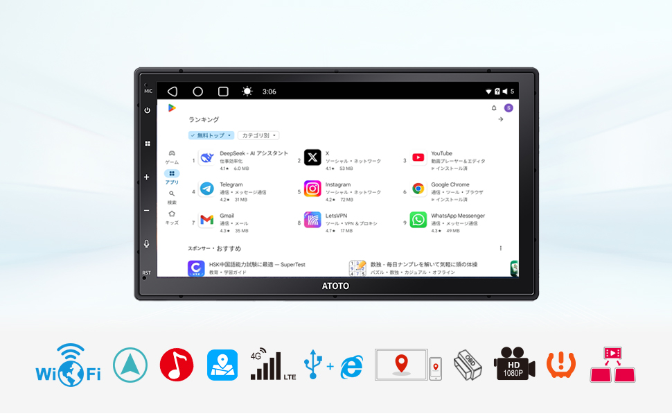 Amazon.co.jp: ATOTOEXCEL S8MS 7インチAndroidナビ 2DIN