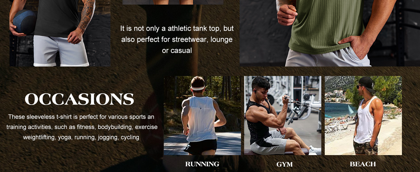 men's sleeveless muscle fit sleeveless tank tops