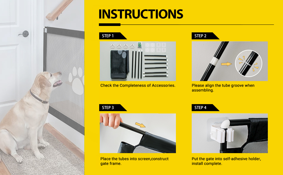 Namsan Mesh Pet Gate 39.3" x 31.5" Safety Dog Cat Magic Gate Portable