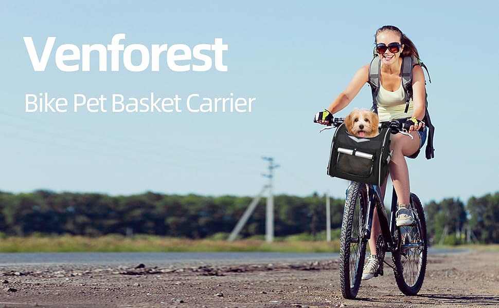 VENFOREST Dog Bike Basket Foldable Dog Bike Carrier Large