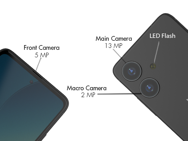 Unlocked Cell Phone NUU N10 Camera Setup, Selfie Camera 5MP, Main Camera 13 MP, Macro Lens 2MP