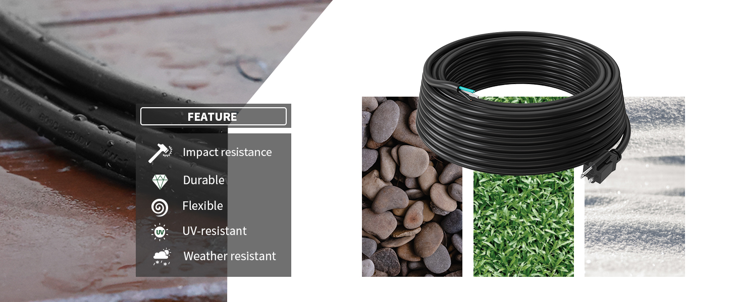 PLUGTUL Replacement Power Cord 10 FT, 12 Gauge, 3 Prong