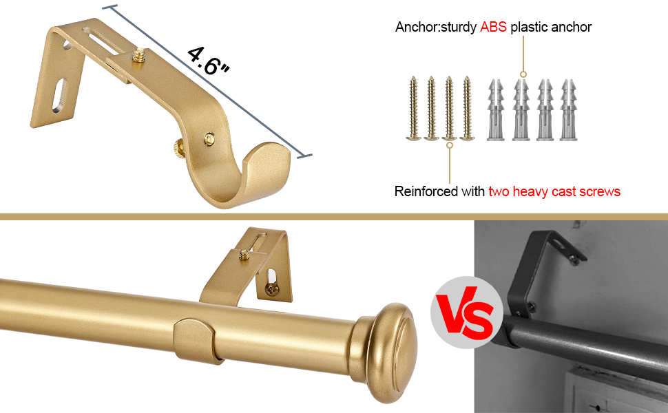 Briofox Gold Curtain Rods 1 Inch Window Curtain Rods for