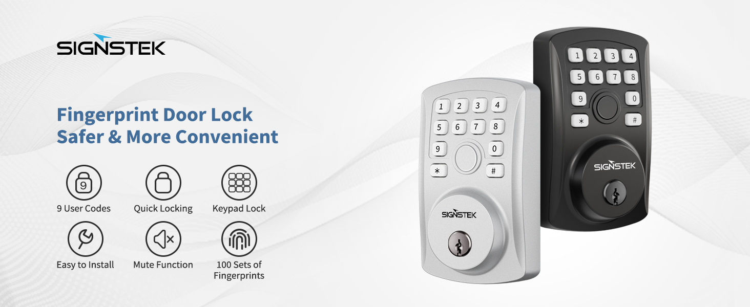 Signstek Fingerprint Door Lock, Keyless Entry Smart Door Lock