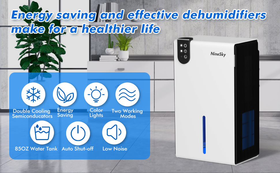 NineSky Dehumidifier for Home, 85 OZ Water Tank