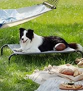 Bedsure Elevated Raised Cooling Cots Bed for Large Dogs, Portable Indoor & Outdoor Pet Hammock wi...