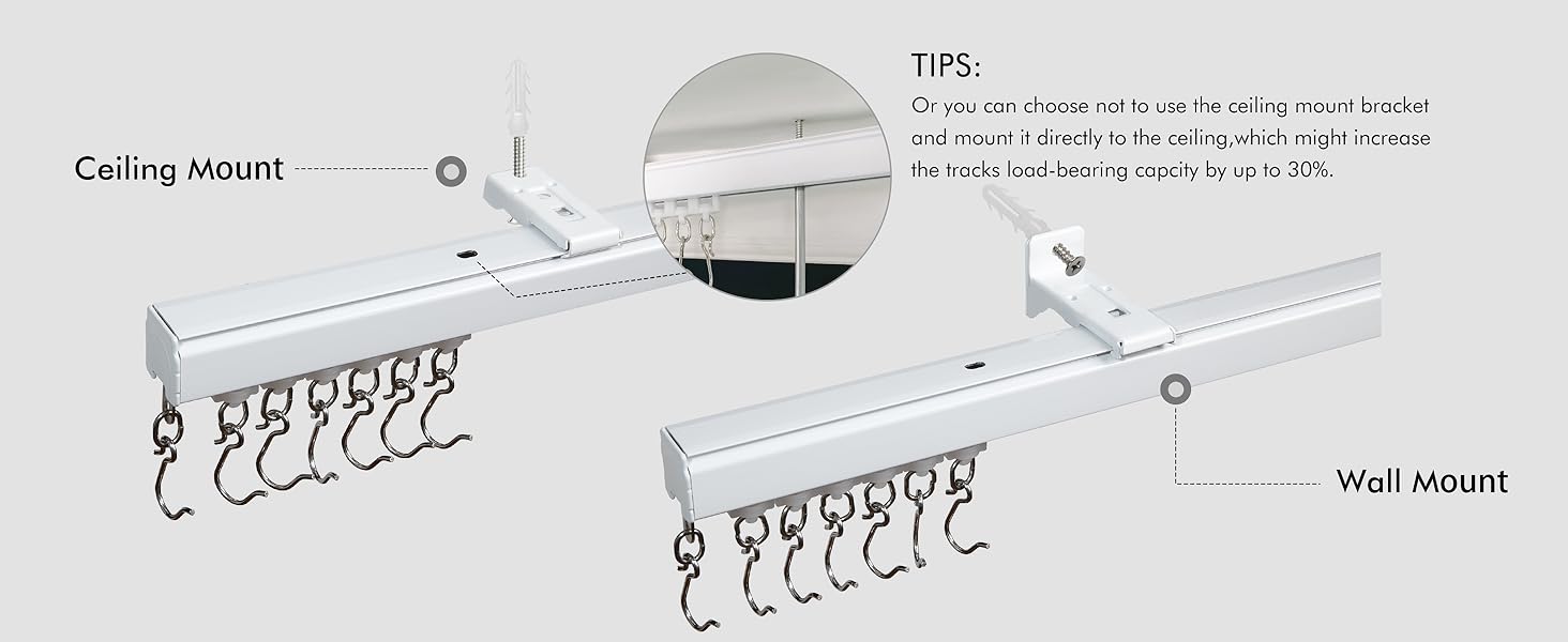 curtain track wall mount