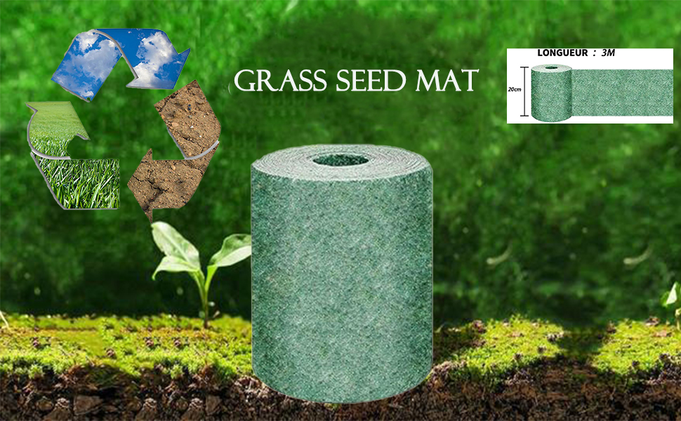 TERFISE Biodegradable Grass Seed Mat,Grass Growing Mat,Grass Seed Roll,Grass Seed