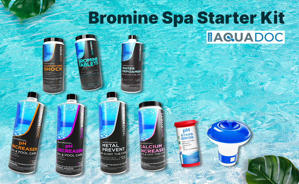 Aquadoc Bromine Hot Tub Starter Kit for Spas, Complete Spa