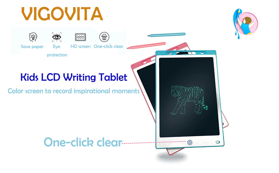 LCD Writing Tablet 2 Pack, 10 Inch Colorful Doodle Board Drawing Tablet for Kids, Kids Learning Travel Games Activity Toys Birthday Gifts for 3 4 5 6 7Year Old Boys and Girls Toddlers 9 LCD Writing Tablet