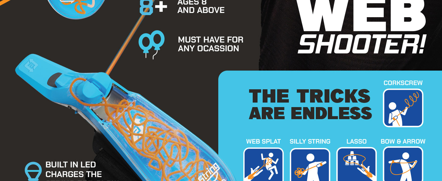 aracna spider man web shooter zipstring string glow in the dark