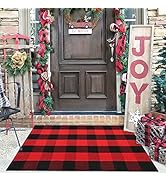 KILOCOCO Buffalo Plaid Rug 2.3'x3.6' Red Outdoor Rug for Halloween Door Mat Washable Checkered Ru...