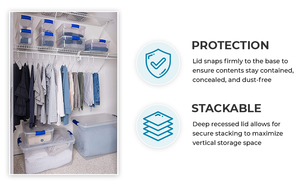 Homz Heavy Duty Modular Clear Plastic Stackable Storage Tote Containers