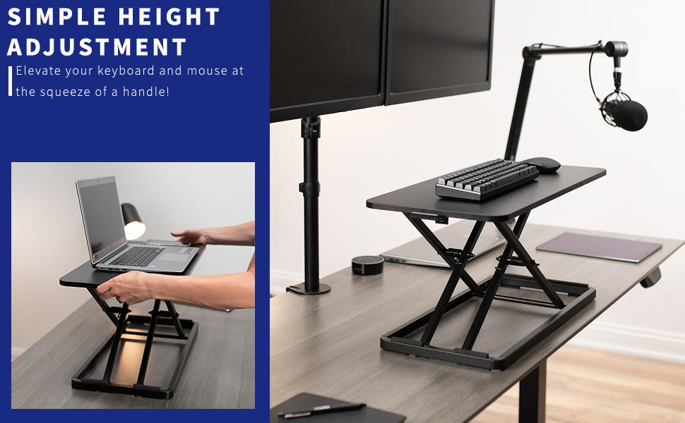 VIVO Single Top 24 inch Scissors Lift Keyboard and Mouse Riser, Height