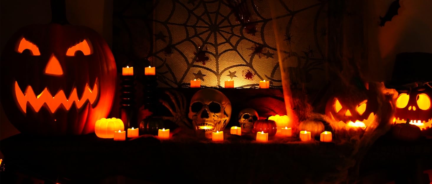 Amazon.com: Homemory 24 Pack LED Pumpkin Lights, Halloween ...