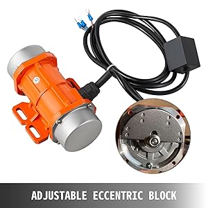 VEVOR Vibratore Per Calcestruzzo, Motore A Vibrazione, 220V 50Hz 100W, Motore Monofase, 3000Rpm, Motore Vibrante, Motore Elettrico A Vibrazione Per Calcestruzzo, Forza Di Eccitazione Regolabile 15 Motore Vibrante 90W