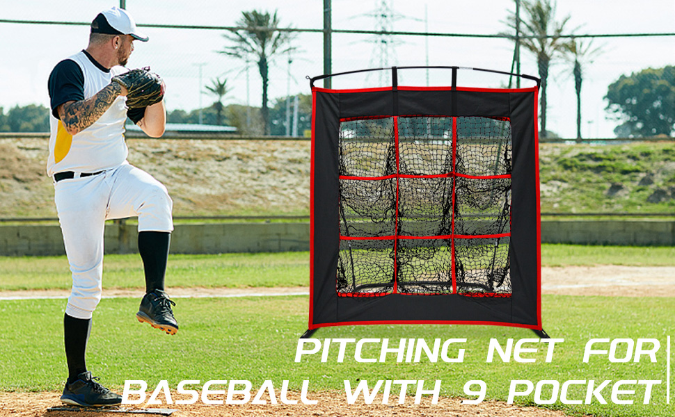 9 Hole Softball Baseball Pitching Hitting Target Net with