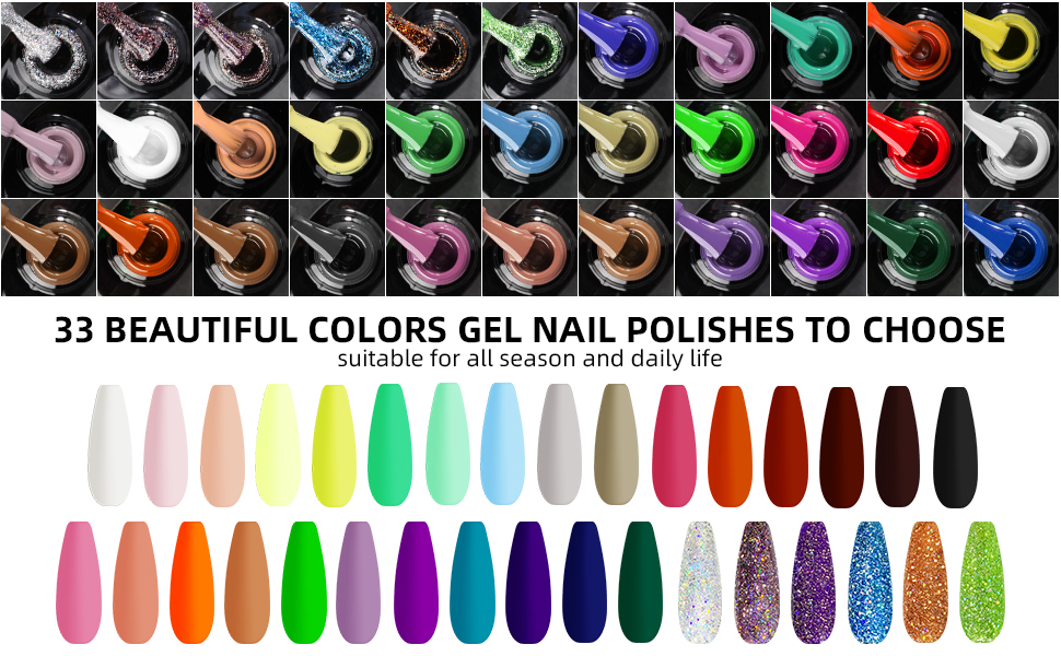 Morovan Gel Nail Polish Set 33 Colors Gel Polish Nail Kit