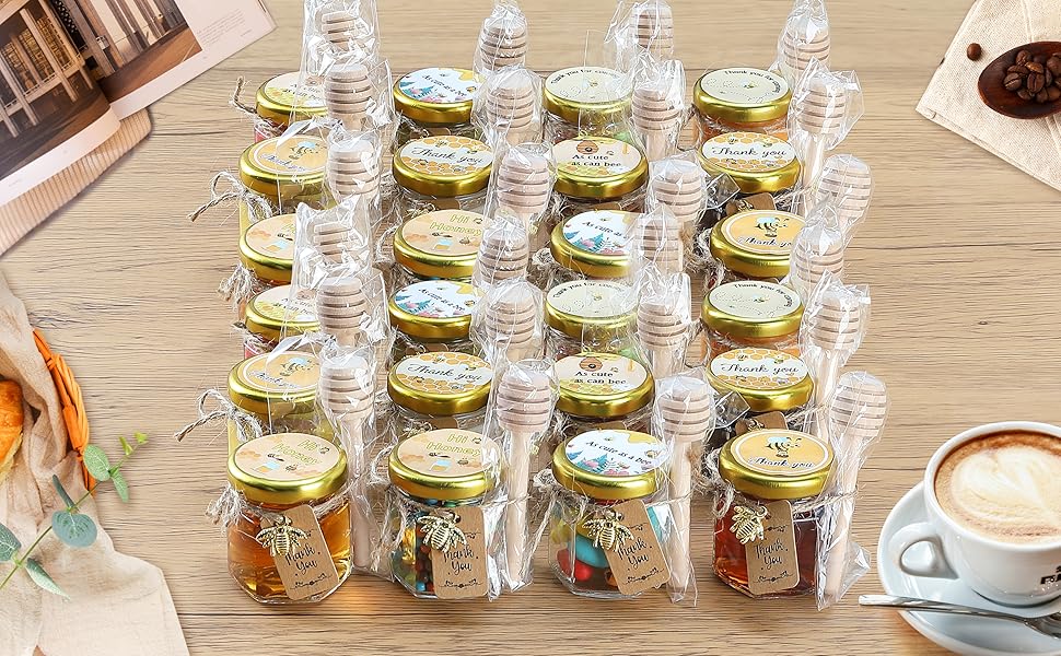 CRTWDMAN 60 Pack Mini Honey Jars/Pot Metal Lids,1.5 oz